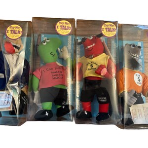Vintage 2000 Redink Stock Market Madcaps Talking Doll Lot Of Four Kid Trader Fed Scareman Bull  Picker Dolls Original Boxes