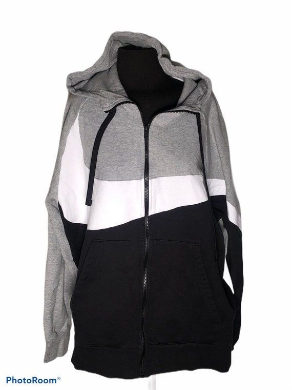 Vintage 90s NIKE Huge Swoosh Color Block Black Label Front Full Zip Hoodie  Sweatshirt Jacket Top Made in Jordan - Etsy