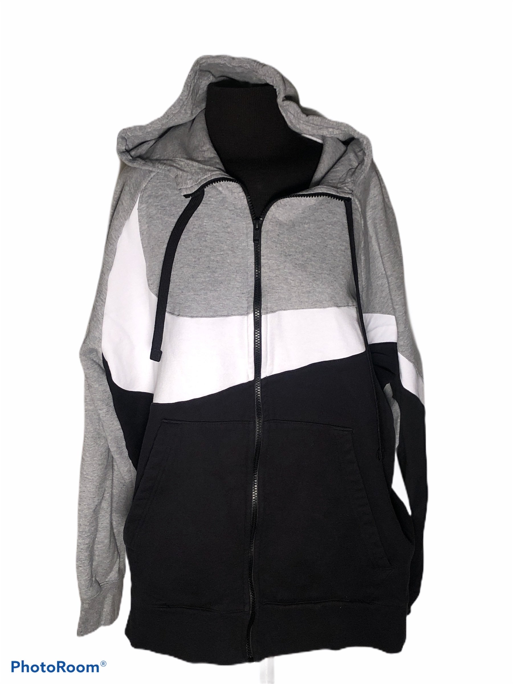 Vintage 90's NIKE Huge Swoosh Color Block Black Label Front Vintage 90's NIKE Huge Swoosh Color Block Black Label Front