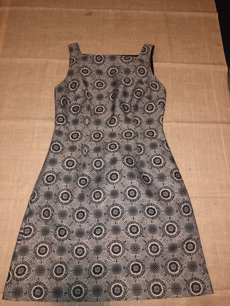 Vintage 90's Vivienne Tam Sport Asian Moder Gray Black Print Side Zip A-Line Mini Dress image 6