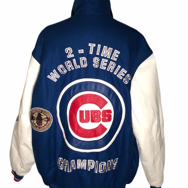 Vintage Carl Banks G-III MLB Major League Baseball Wool Leather Embroidered Patch 2 Time World Series Champions Varsity Jacket Coat