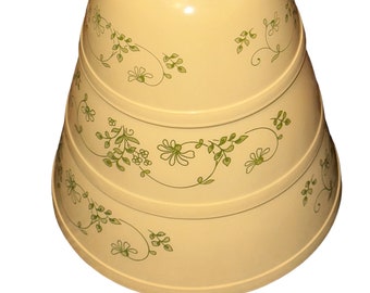 Vintage 70’s Pyrex Pale Yellow Shenandoah Nesting Mixing Bowl Set 3 41 42 43 Made In USA