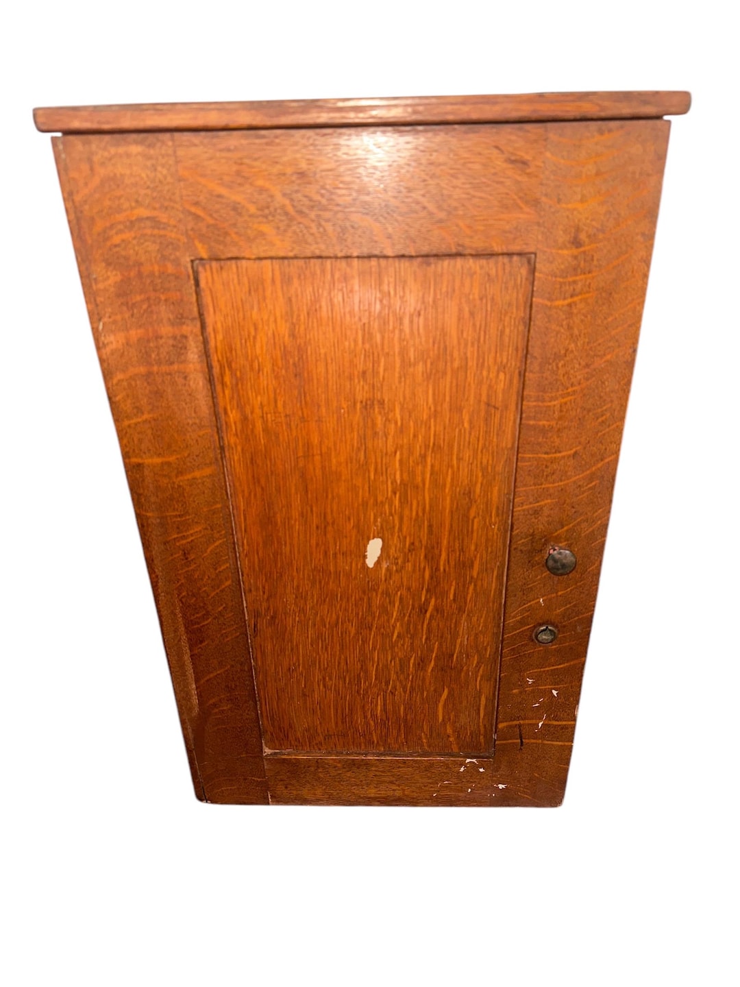 台湾製 柿型の置物 Antique 20's Tiger Oak Raised Panel 12x20.5x10 Locking