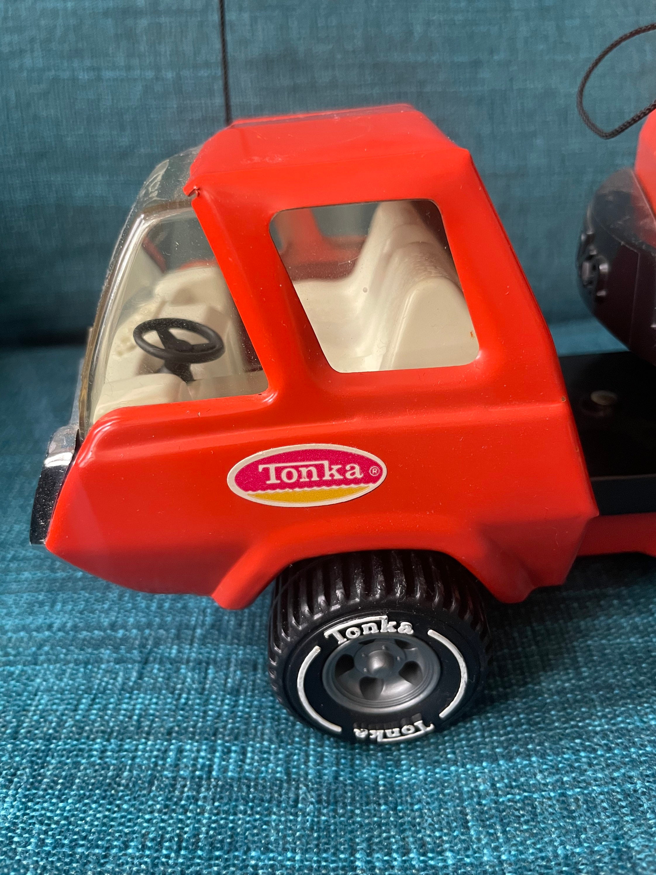 Vintage 70's TONKA Orange Crane Swivel Truck Toy Pressed