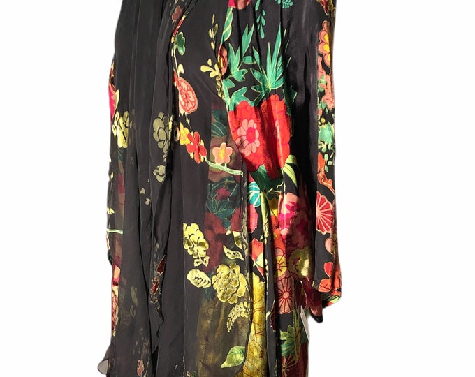 Vintage 80/90s URU Clothing Stunning Silk Overlay Floral Flower ...