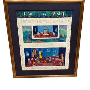 Vintage 1987 Barbara Olsen Oil On Canvas Original Signed Painting Inside Noah’s Ark Patriotic Folk Art Framed 31x35”
