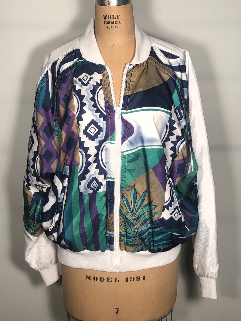 Vintage 80/90's Kaelin White Crazy Color Pattern Reversible Front Zip ...
