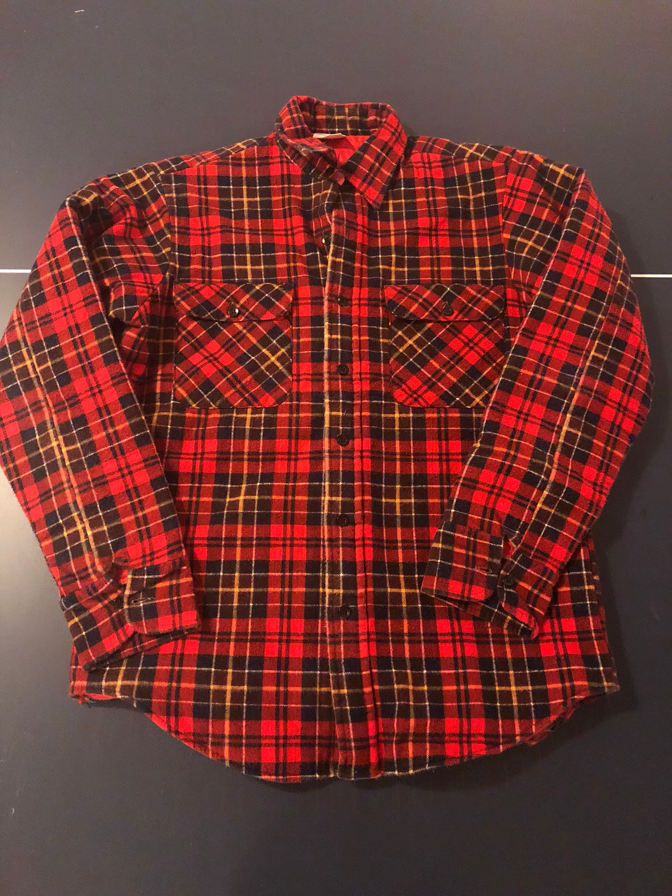 Vintage 70/80s Across the Land Red Flannel Button Down | Etsy