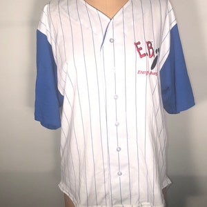 Vintage 1994 Energizer Bunny Button Down Striped Basesball Jersey Promotional Shirt New Old Stock