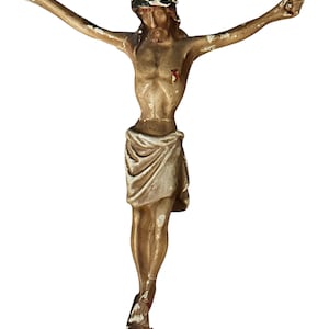 Vintage 50’s Chalk Wall Hanging Jesus Christ Crucifix Crucifixion Cross 10”