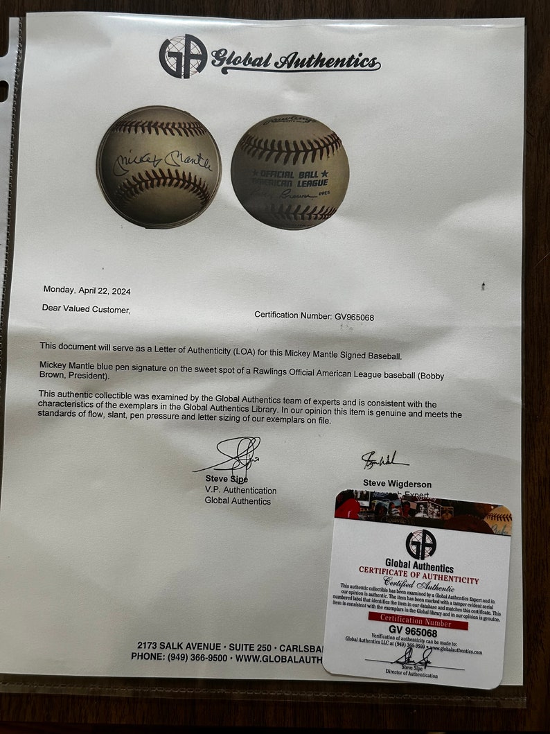 Vintage 80’s Era Rawlings Bobby Brown Official Mickey Mantle Signed ...