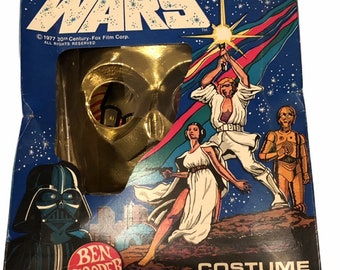 Vintage 1977 Ben Cooper Star Wars Golden Robot C3PO C-3PO Youth Large Halloween Costume In Box
