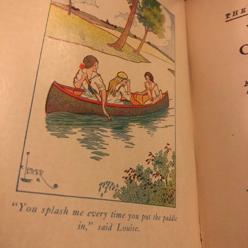 Antique 1927 Rare Betty’s Book Series Betty’s Carnival Saalfield Publishing Akron OH USA Glossy Frontispiece You Splash Me Every Time high quality