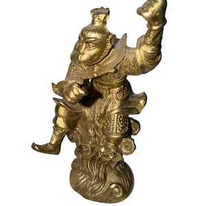 Vintage 90’s Sun Wukong Brass Metal 5” Monkey King Feng Shui Statue Figure Figurine Personal Alter
