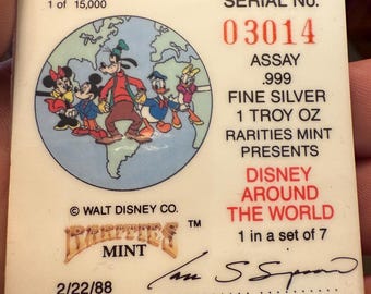 Vintage 1988 Walt Disney Rarities .999 Sterling Silver 1oz Around