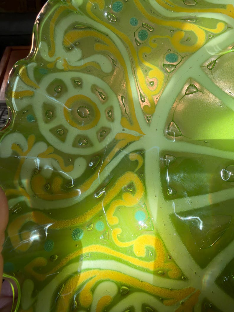 Circle Ruffle Pattern Vintage 60βs Higgins Fused Glass Ruffled Crimped 9.5β Plate Dish ...