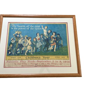 Vintage 1918/19 Año del Niño La Salud del Poder Infantil de la Nación Enmarcado Cartel original de propaganda Francis Mora Sin marco