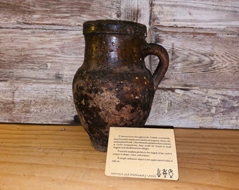 Vintage Earthenware Turkish Pottery Pitcher Vessel