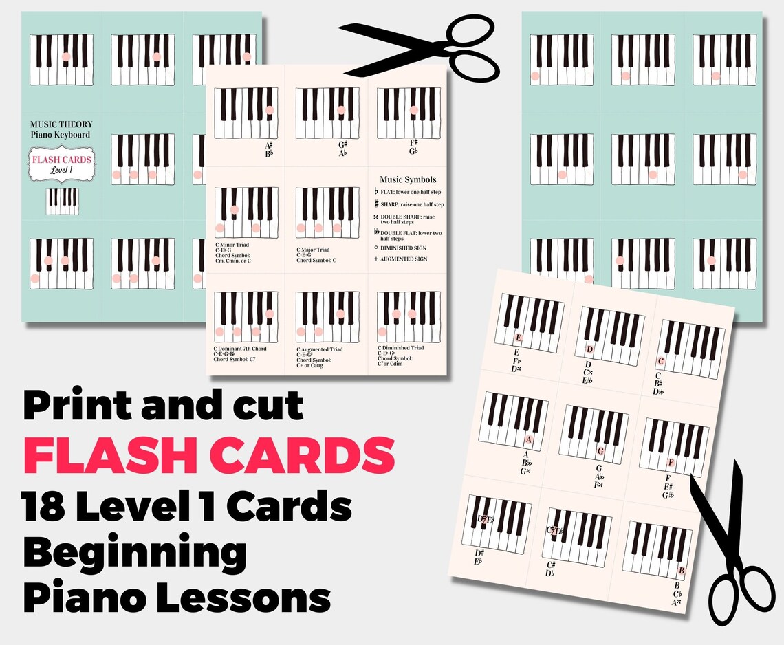 PIANO FLASH CARDS, Print and Cut, Beginning Piano, Music Teachers ...