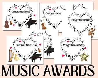 Heart MUSIC CERTIFICATE, Award, Achievement, Printable Certificate of Completion for Musician, Music Studio