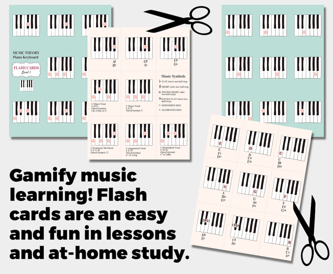 PIANO FLASH CARDS, Print and Cut, Beginning Piano, Music Teachers ...