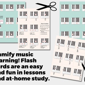 PIANO FLASH CARDS, Print and Cut, Beginning Piano, Music Teachers, Music Students - Etsy