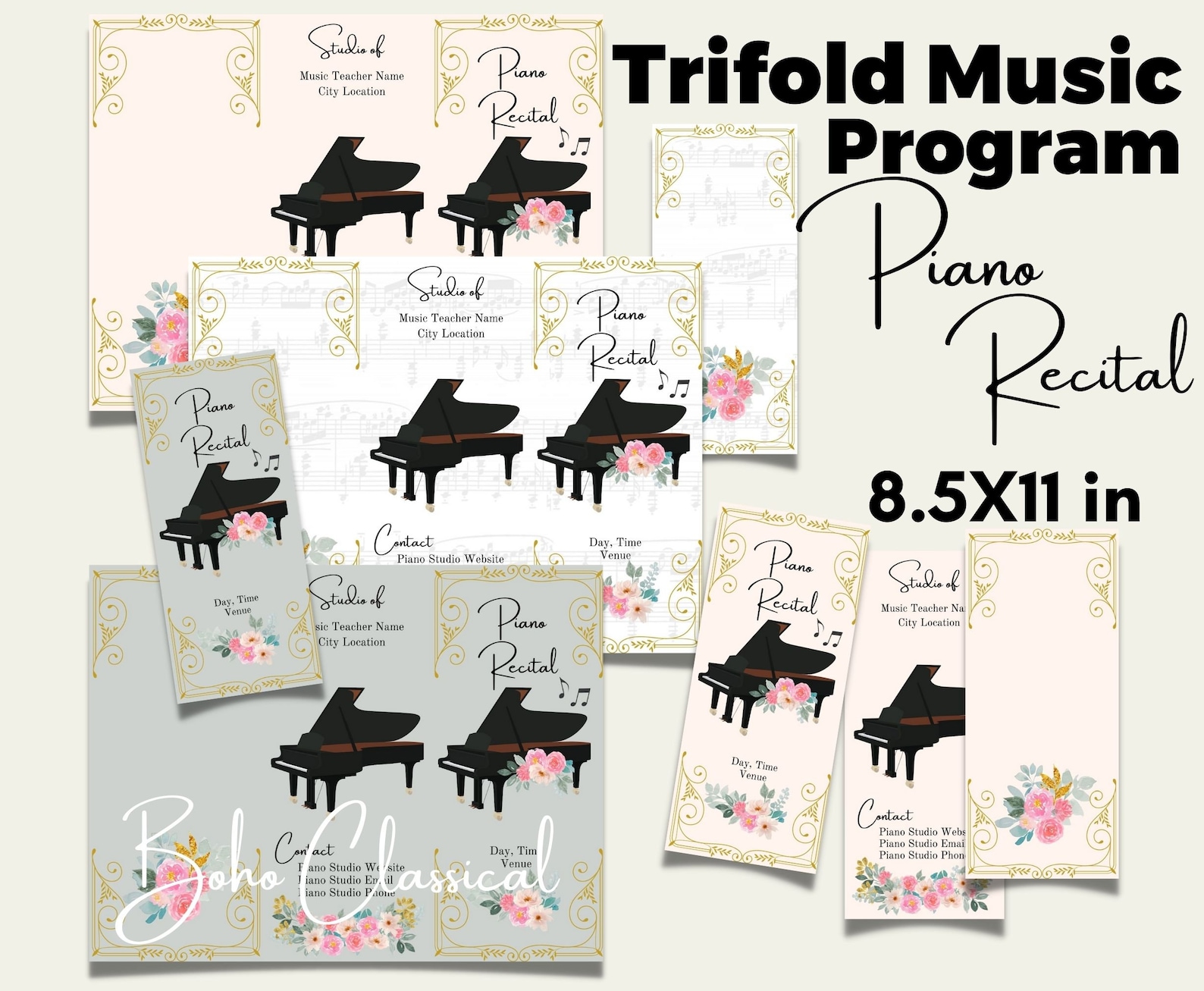 22 Editable Piano Recital Certificate Trifold Program Etsy