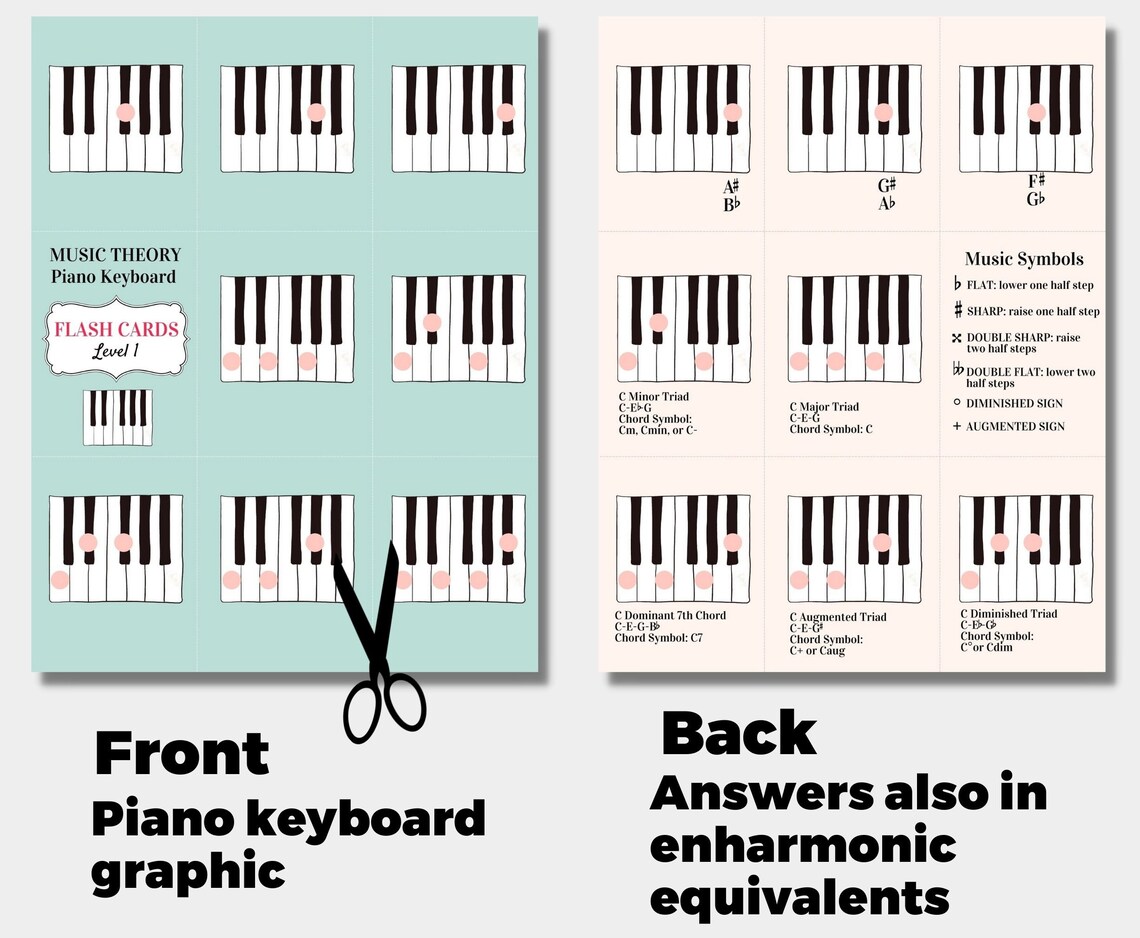 PIANO FLASH CARDS, Print and Cut, Beginning Piano, Music Teachers, Music Students - Etsy