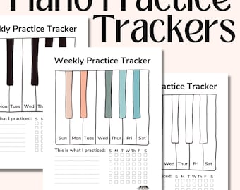 PIANO Practice Tracker, Weekly Habit Tracker (2 font styles), Music Practice, Printable Practice, Piano Lessons, Piano Teacher