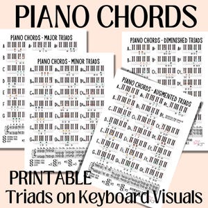 4 accords de piano, feuilles d'étude imprimables, toutes les triades, cours de musique, studio de musique, professeur de musique, cours de solfège