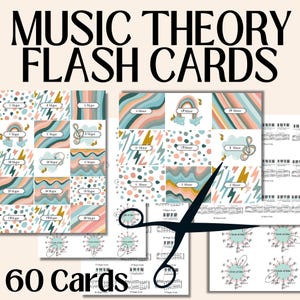 60 Music Theory FLASH CARDS, Printable, Music Teachers, Music Students, Music Education, Beginning Music