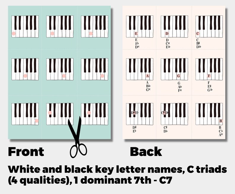 PIANO FLASH CARDS, Print and Cut, Beginning Piano, Music Teachers, Music Students - Etsy