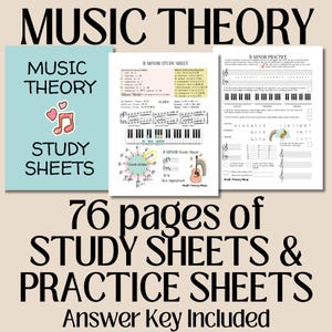 Hojas de estudio y práctica de teoría musical / Tareas de teoría musical de 30 semanas, aprenda escalas, armaduras de clave y círculos de quintas