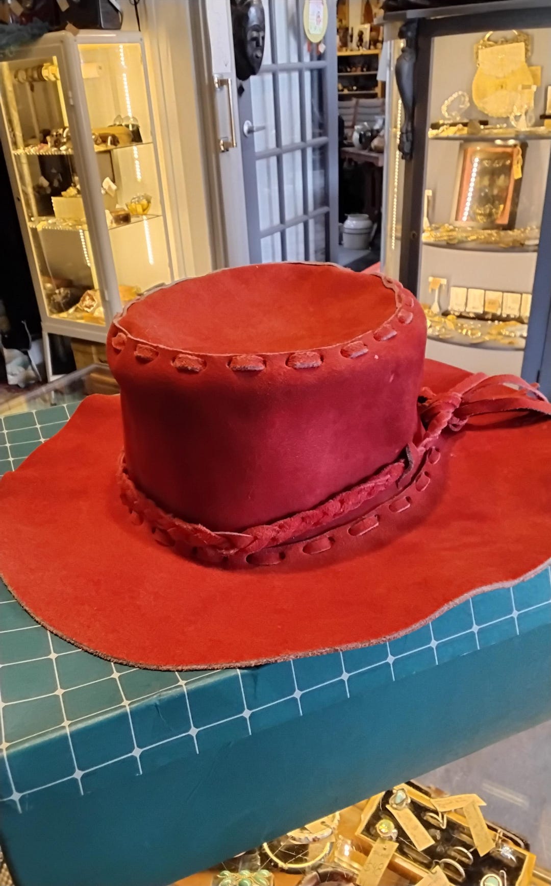 Vintage Red Suede Leather Hat - Etsy