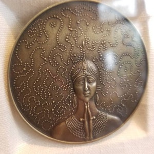 Erte "Above and Below" Framed Bronze Medallion