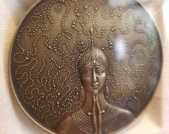 Erte "Above and Below" Framed Bronze Medallion