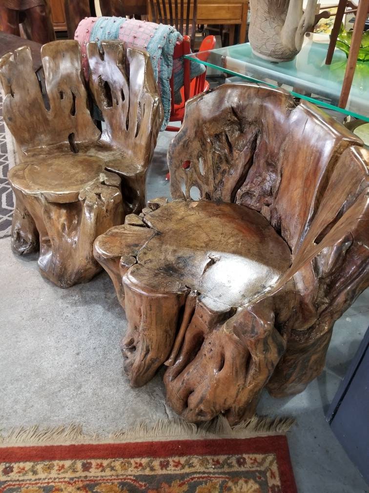 Teak sale root chair