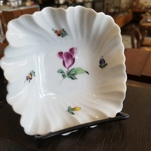 Antique handpainted German Nymphenburg Porcelain square dish