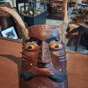 Vintage Mexican Guerrero folk art devil mask