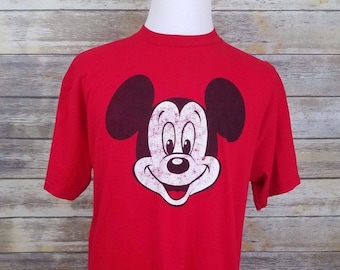 80s Mickey Mouse Signal Original Red Shirt | Adult Size XL | Vintage & Rare Disney 1980s Collectibles | Disneyland