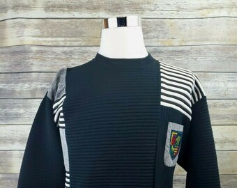 Riccardo Vintage 1980s Ribbed Color Block Jumper Sweater Adult Size Large L