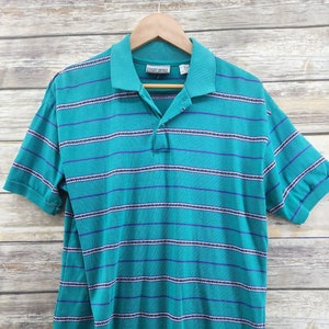 KNIGHTSBRIDGE Polo Thin 50/50 Vintage 80s Golf Striped Shirt Adult Size XL USA