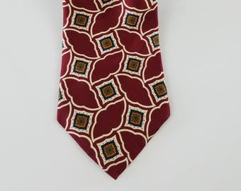 Brass Colored with Medallion Pattern Vintage Necktie Necktie Vintage Meeting Street Tie Silk Tie Hand Made Vintage Men/'s Tie