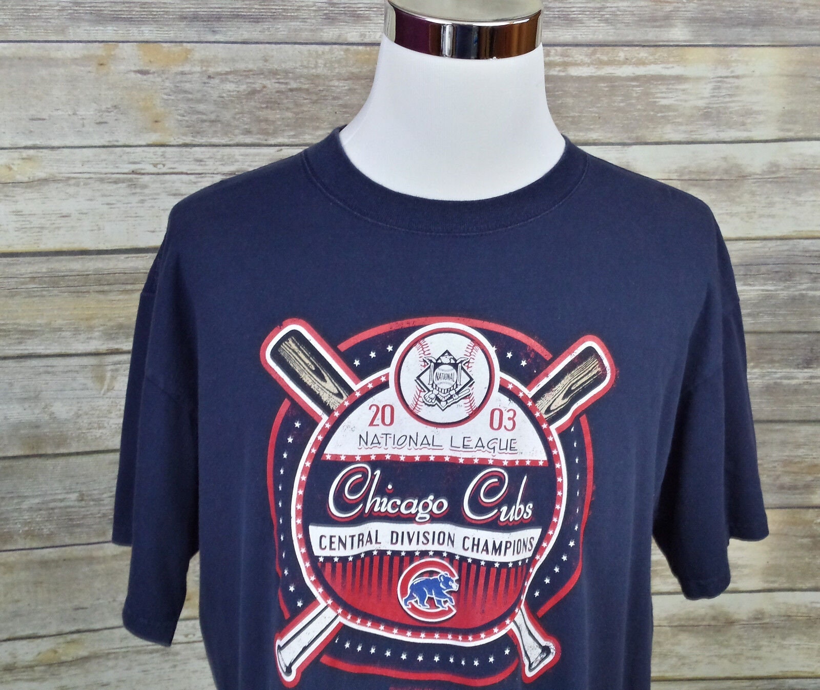 Vintage Chicago Cubs Shirt Mens Medium Blue Red MLB Baseball Casual Retro