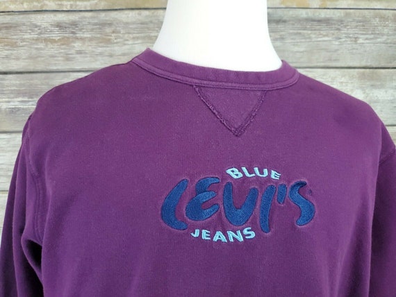 Levis Blue Jeans Rare 90s Purple Embroidered Pull… - image 5