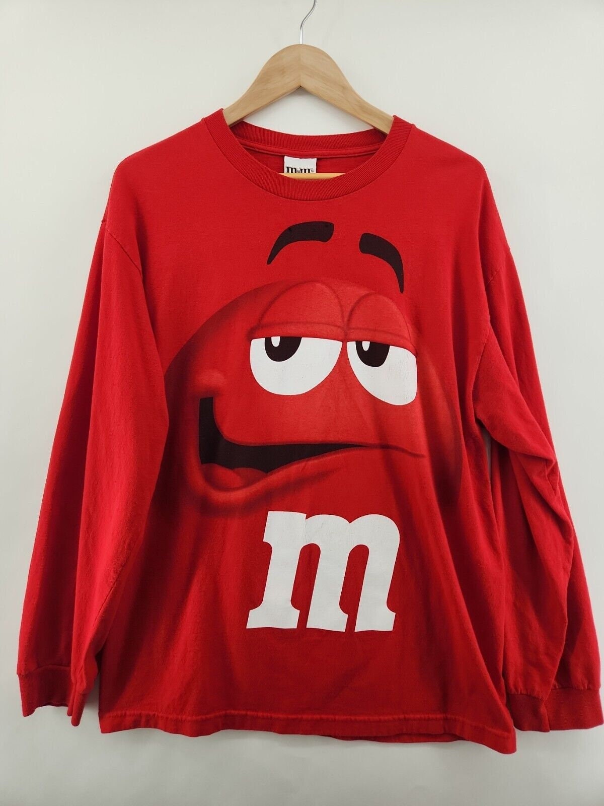 M & M's Shirt Vintage Y2K Candy Red Long Sleeve AOP Graphic