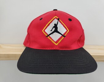 NIKE Jordan Snapback Hat MJ Spell Out Swoosh Cap 80s 90s Rare Vintage | NBA Vtg Basketball Memorabilia