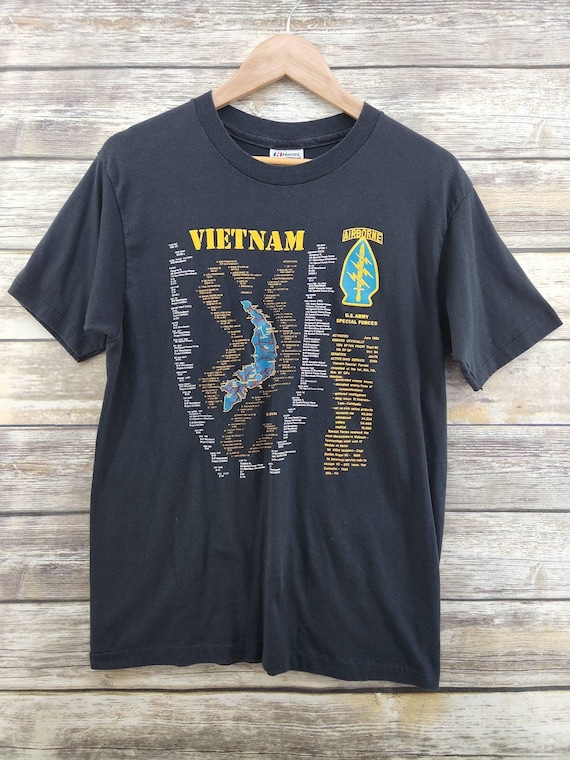 Vietnam War Vintage Black 1970s Single Stitch Thi… - image 1