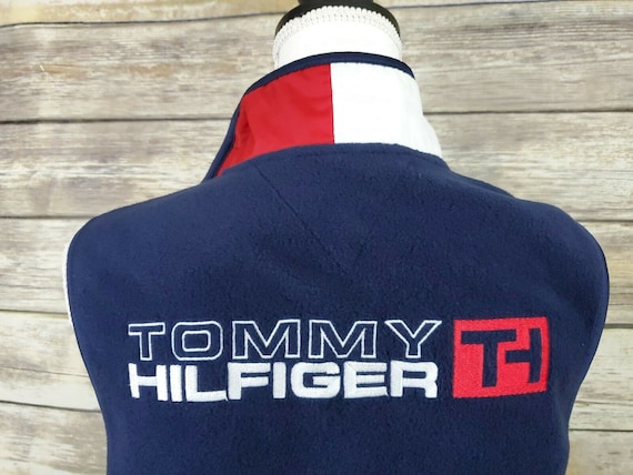 Tommy Hilfiger Vintage 90s Fleece Sleeveless Vest… - image 1