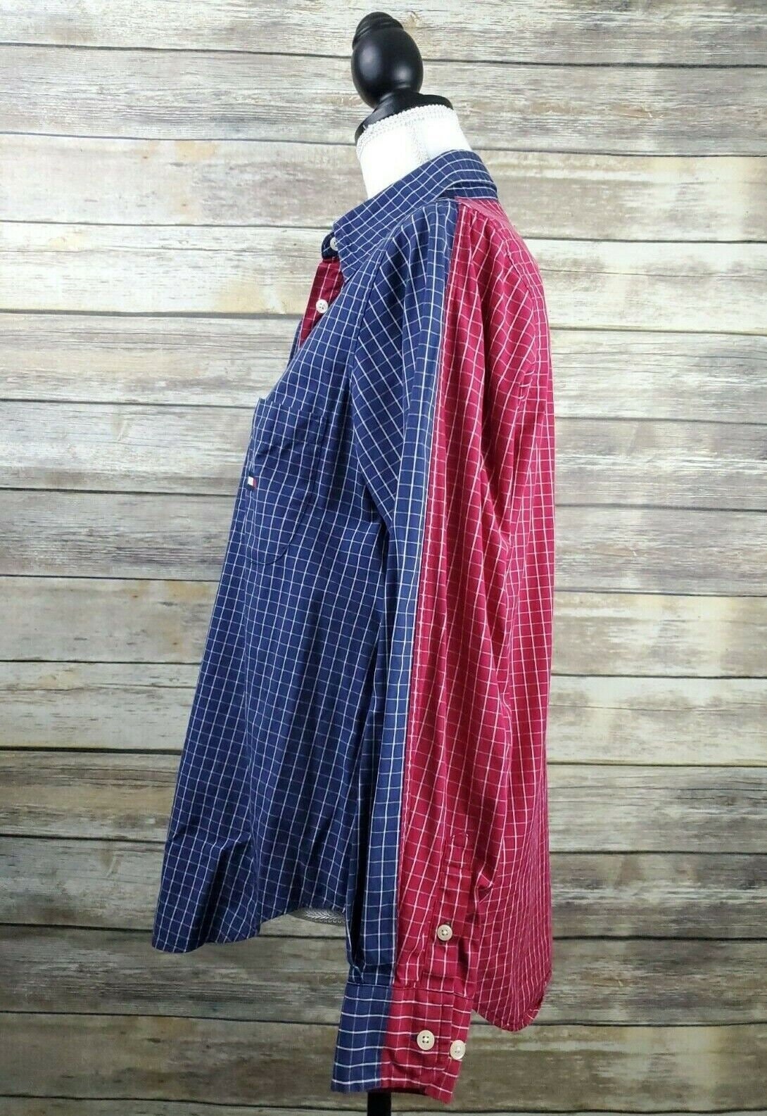 Tommy Hilfiger 90s TOMMY JEANS Vintage Rare Colorblock Plaid Shirt Women's 10
